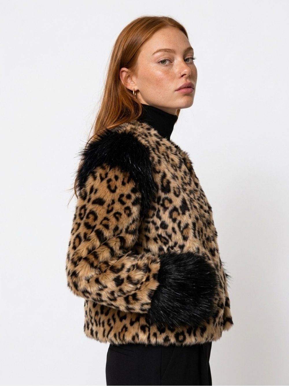 Faux fur leopard print jacket new